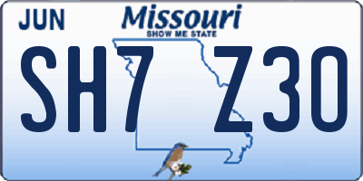 MO license plate SH7Z3O