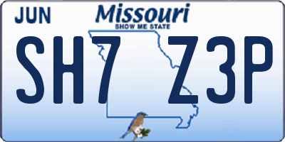 MO license plate SH7Z3P