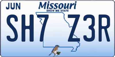 MO license plate SH7Z3R