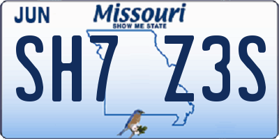 MO license plate SH7Z3S