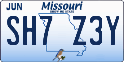 MO license plate SH7Z3Y