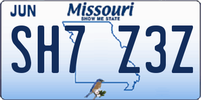 MO license plate SH7Z3Z
