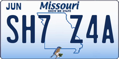 MO license plate SH7Z4A