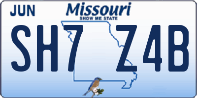 MO license plate SH7Z4B