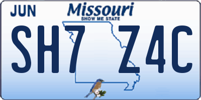MO license plate SH7Z4C