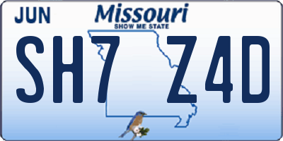 MO license plate SH7Z4D
