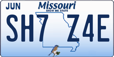 MO license plate SH7Z4E