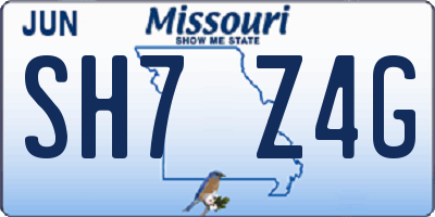 MO license plate SH7Z4G