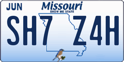 MO license plate SH7Z4H