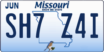 MO license plate SH7Z4I