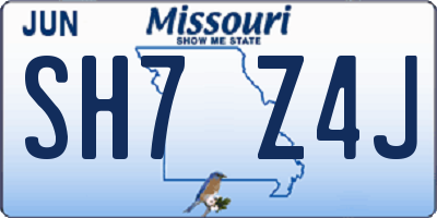 MO license plate SH7Z4J