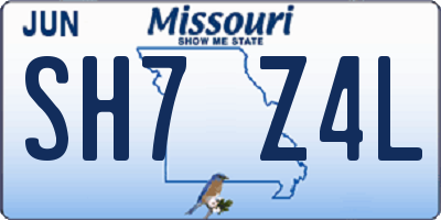 MO license plate SH7Z4L