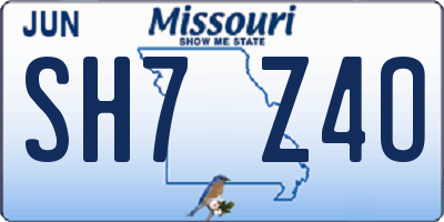 MO license plate SH7Z4O