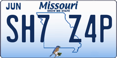 MO license plate SH7Z4P