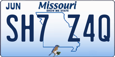 MO license plate SH7Z4Q