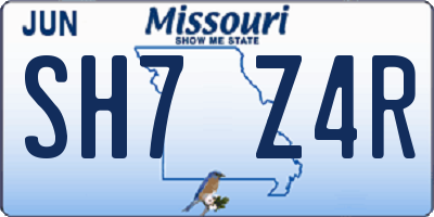 MO license plate SH7Z4R