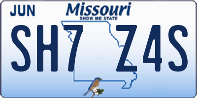 MO license plate SH7Z4S