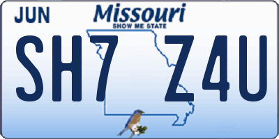MO license plate SH7Z4U