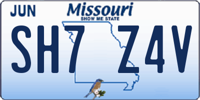 MO license plate SH7Z4V