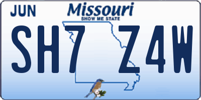 MO license plate SH7Z4W
