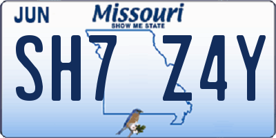 MO license plate SH7Z4Y
