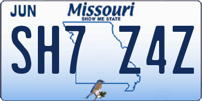 MO license plate SH7Z4Z