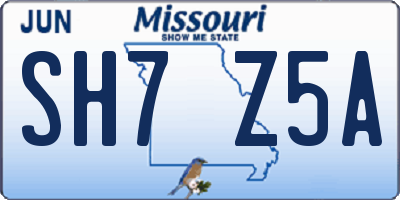 MO license plate SH7Z5A