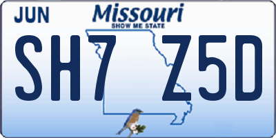 MO license plate SH7Z5D