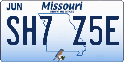 MO license plate SH7Z5E