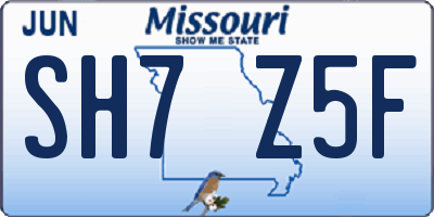 MO license plate SH7Z5F