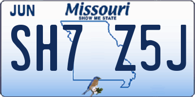 MO license plate SH7Z5J