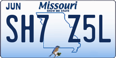 MO license plate SH7Z5L