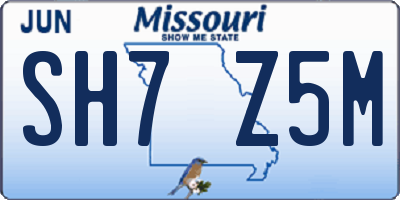 MO license plate SH7Z5M