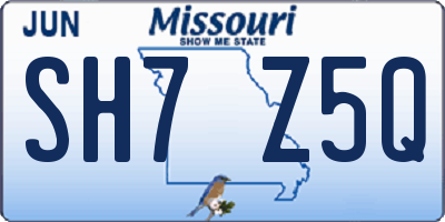 MO license plate SH7Z5Q