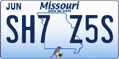 MO license plate SH7Z5S