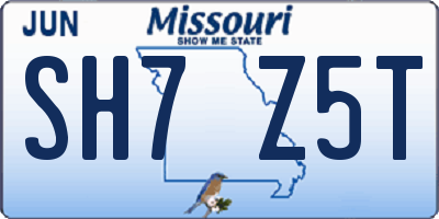 MO license plate SH7Z5T