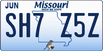 MO license plate SH7Z5Z