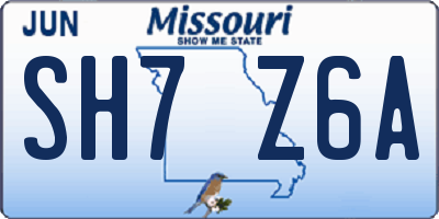 MO license plate SH7Z6A