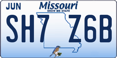 MO license plate SH7Z6B