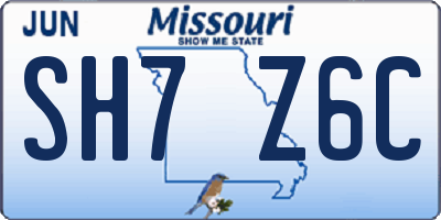 MO license plate SH7Z6C