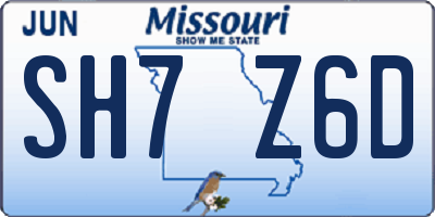 MO license plate SH7Z6D