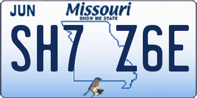 MO license plate SH7Z6E