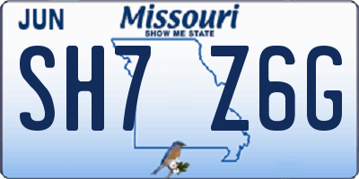 MO license plate SH7Z6G