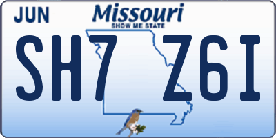 MO license plate SH7Z6I