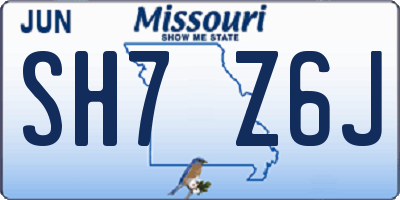 MO license plate SH7Z6J