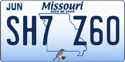 MO license plate SH7Z6O