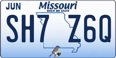 MO license plate SH7Z6Q