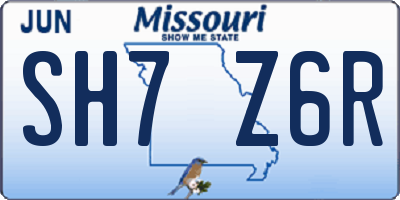MO license plate SH7Z6R