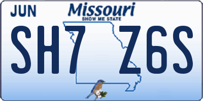 MO license plate SH7Z6S