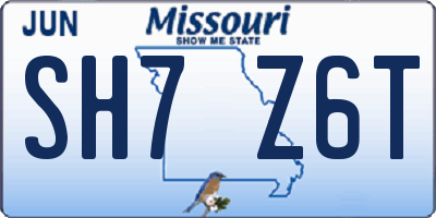 MO license plate SH7Z6T
